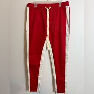 Fashion Nova Red and White Men's Track Pants NWOT Size XL